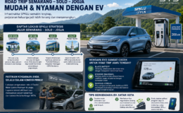 Mobil listrik BYD road trip Semarang ke Solo dan Jogja dengan SPKLU di rest area Tol Trans Jawa dan fitur navigasi baterai.